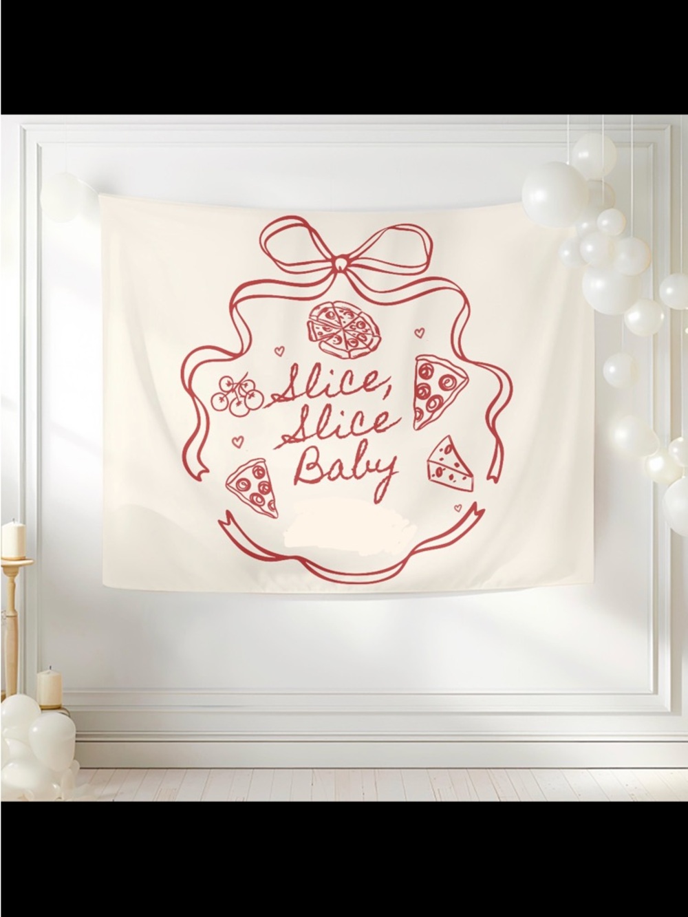 Spritz Pizza Slice Baby Shower Banner - Black & White